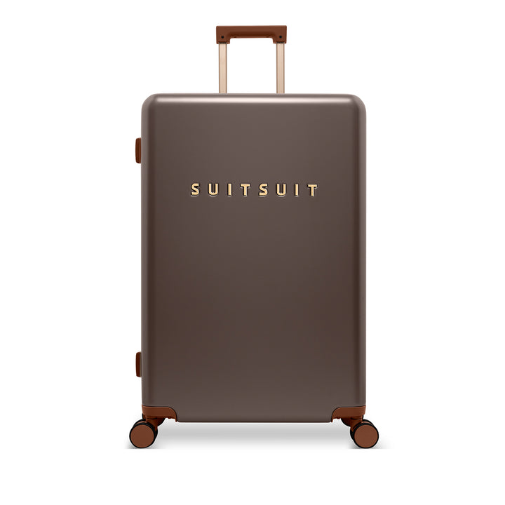 Voorkant van de grote 76 ruimbagage koffer uit de SUITSUIT Serenity collectie in chocolade #kleur_chocolade
