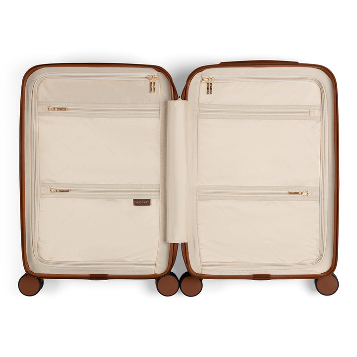 Binnenkant SUITSUIT Serenity handbagage koffer in de kleur Caramel #kleur_caramel