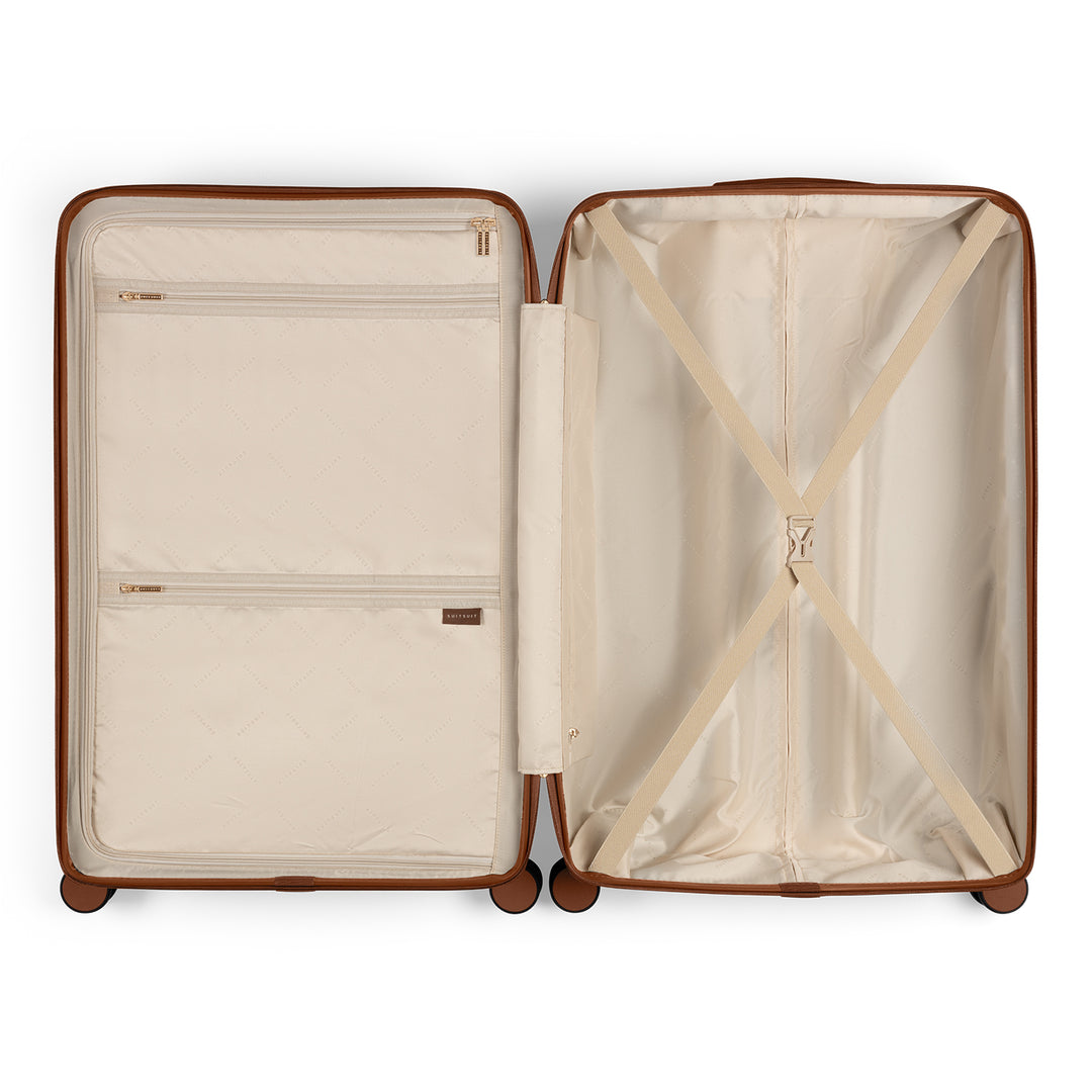 Binnenkant van de SUITSUIT Serenity middelmaat koffer 66 in caramel #kleur_caramel