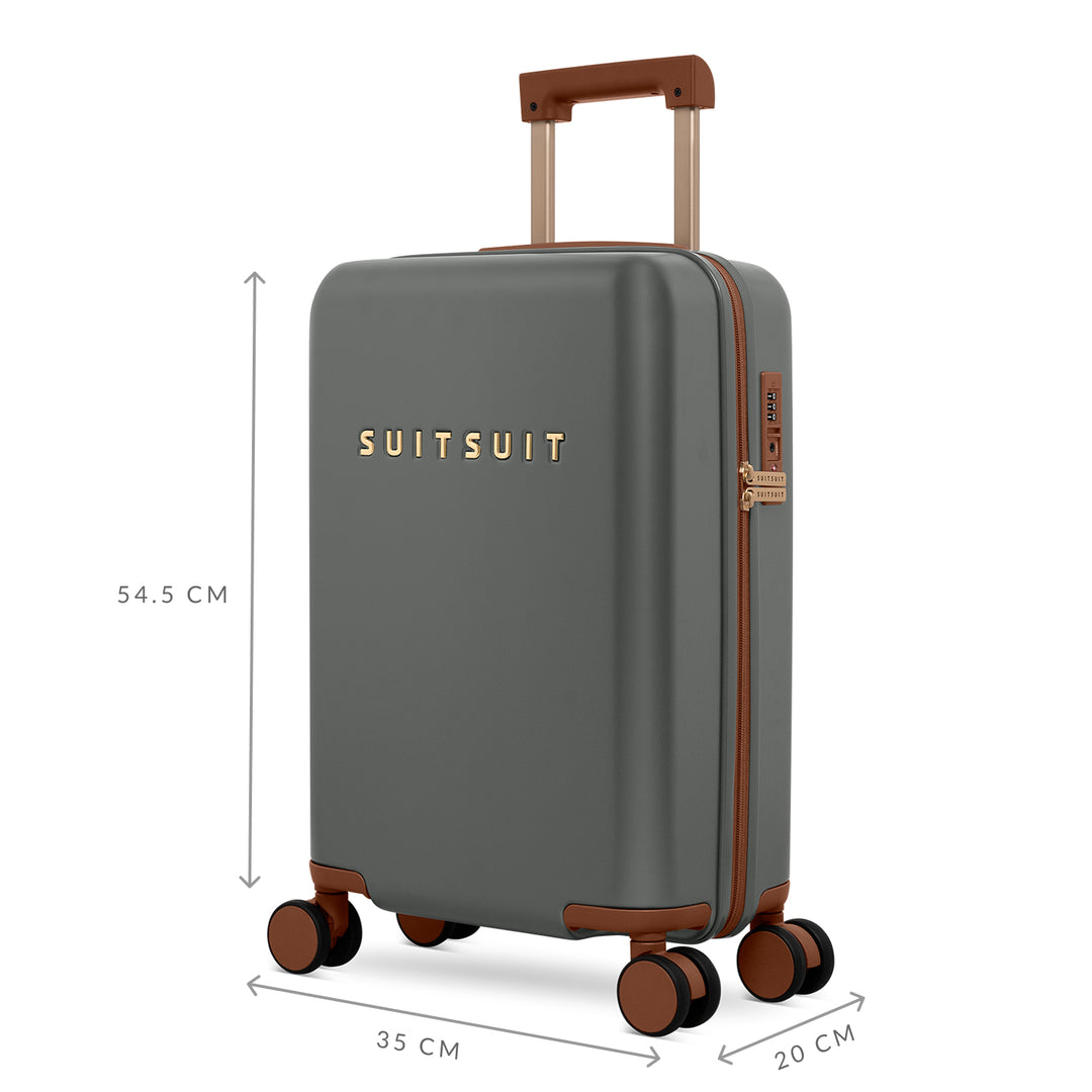 Zijkant met afmetingen van de SUITSUIT Serenity handbagage koffer in de kleur Atlantic-deep #kleur_atlantic-deep