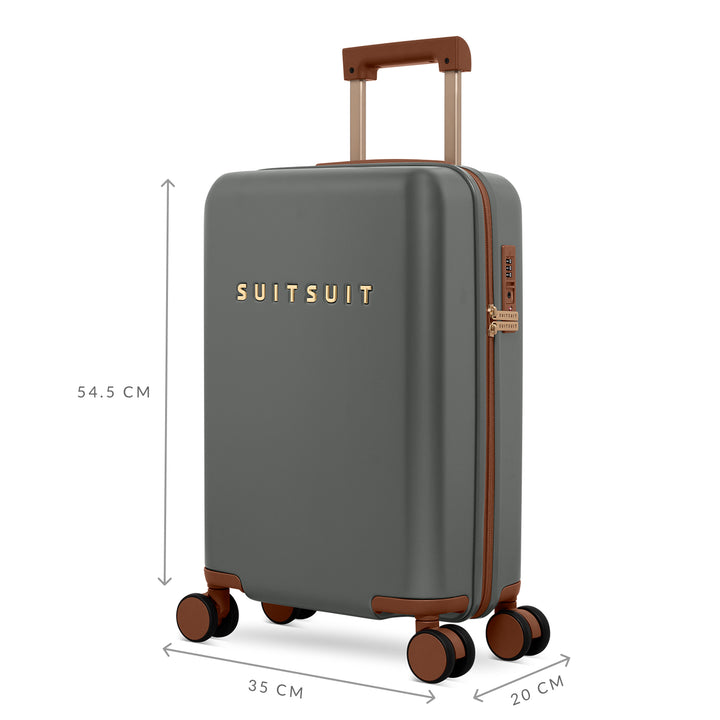 Zijkant met afmetingen van de SUITSUIT Serenity handbagage koffer in de kleur Atlantic-deep #kleur_atlantic-deep