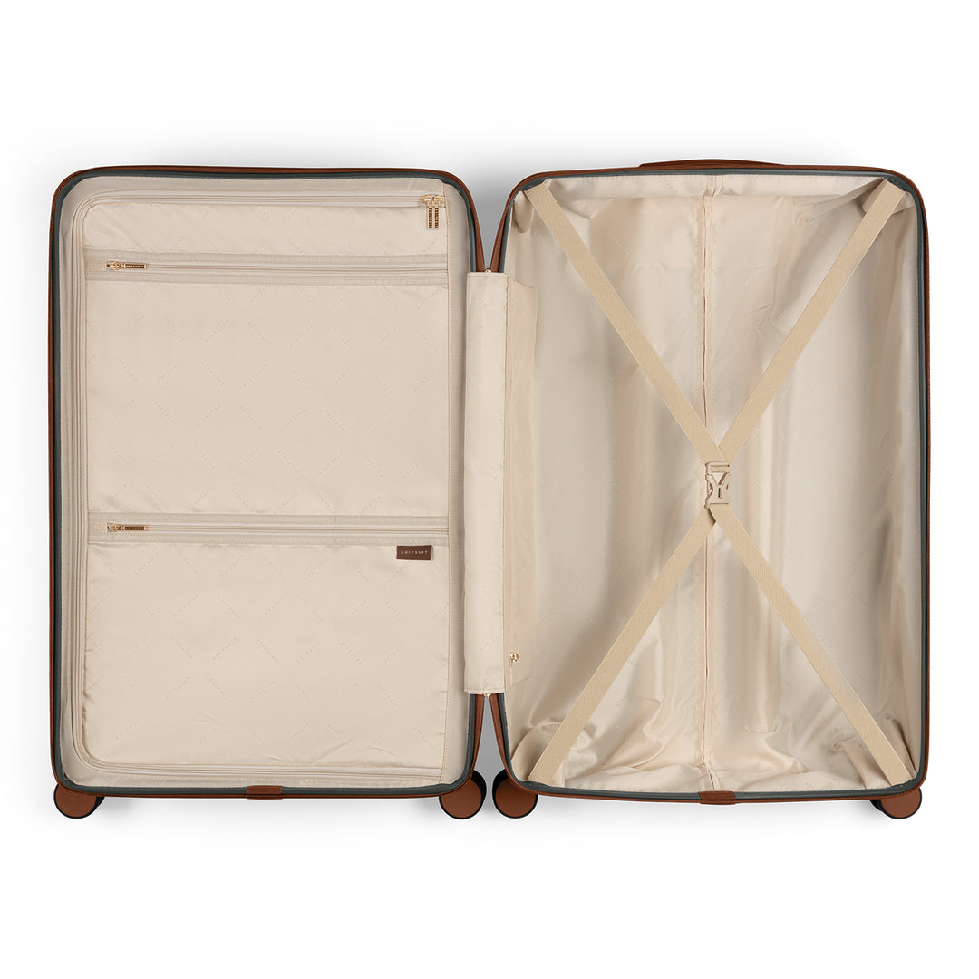 Binnenkant van de grote 76 ruimbagage koffer uit de SUITSUIT Serenity collectie in atlantic-deep #kleur_atlantic-deep