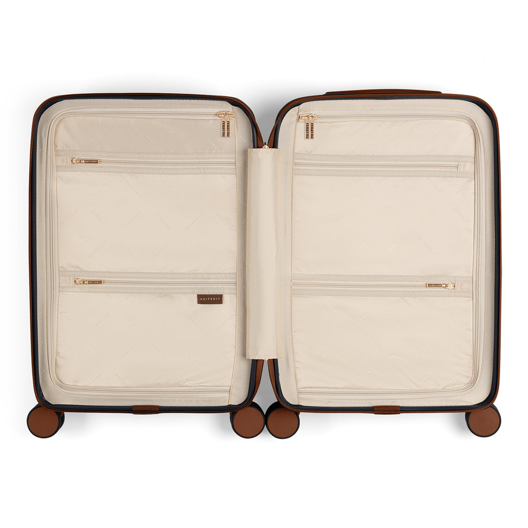Binnenkant van de SUITSUIT Serenity handbagage koffer in de kleur black-olive #kleur_black-olive