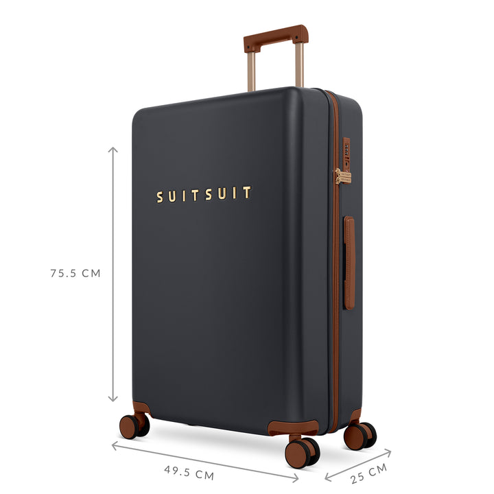 Afmetingen van de grote 76 ruimbagage koffer uit de SUITSUIT Serenity collectie in black-olive #kleur_black-olive