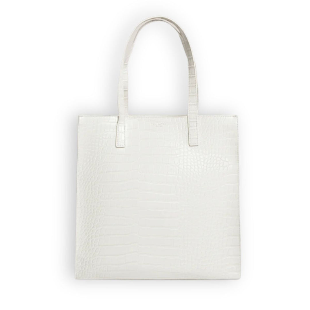 Voorkant van de Ted Baker Crinkon shopper croco ivory #kleur_croco-ivory