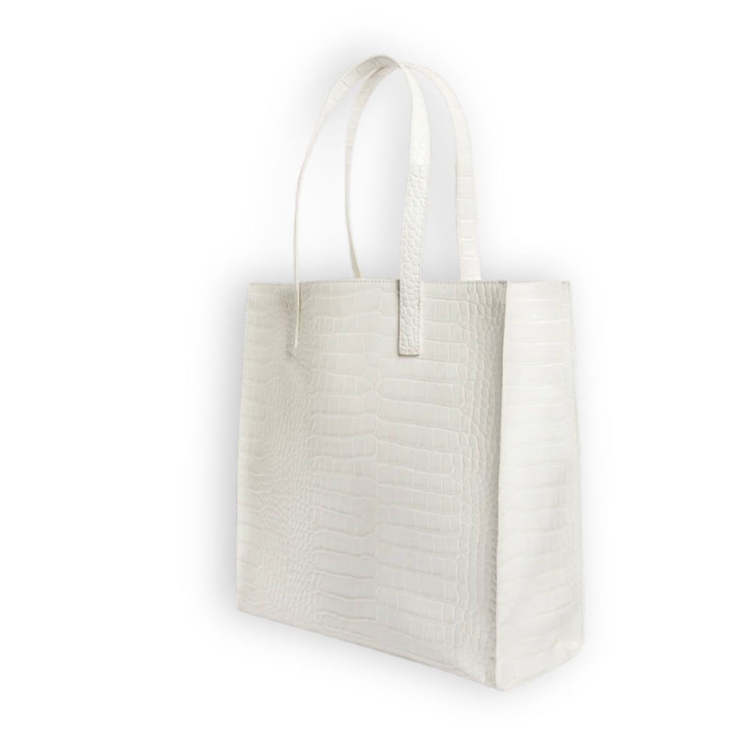 Voorzijde van de Ted Baker Crinkon shopper croco ivory #kleur_croco-ivory