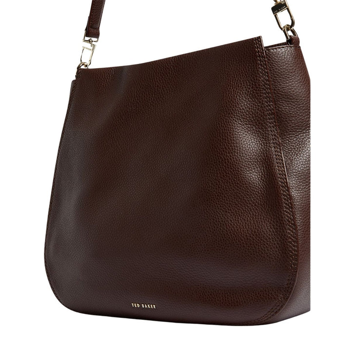 Details van het leer van de Ted Baker Willda branded webbing hobo donkerbruin #kleur_donkerbruin