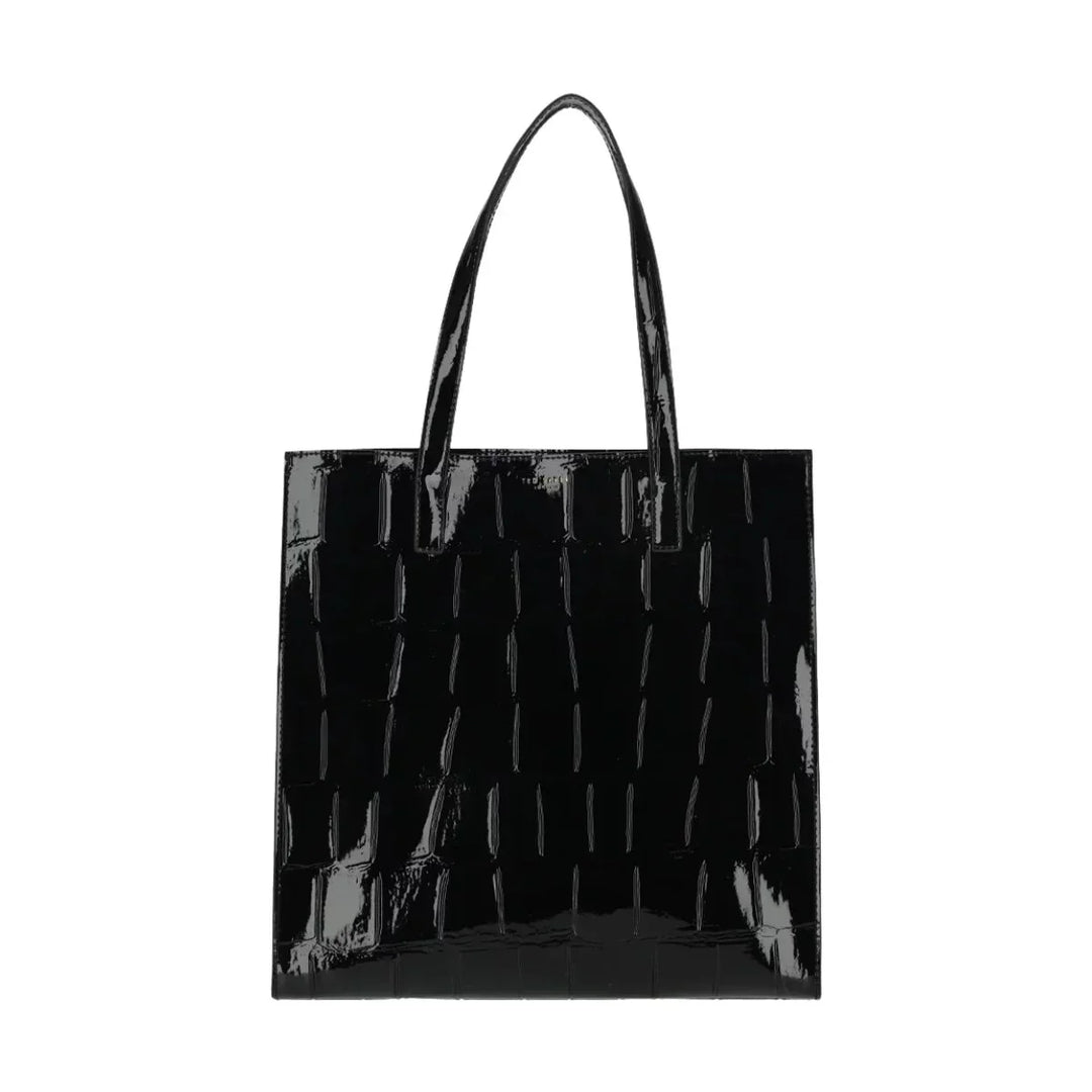 Voorkant van de Ted Baker Crinkon shopper in zwart-croco #kleur_zwart-croco