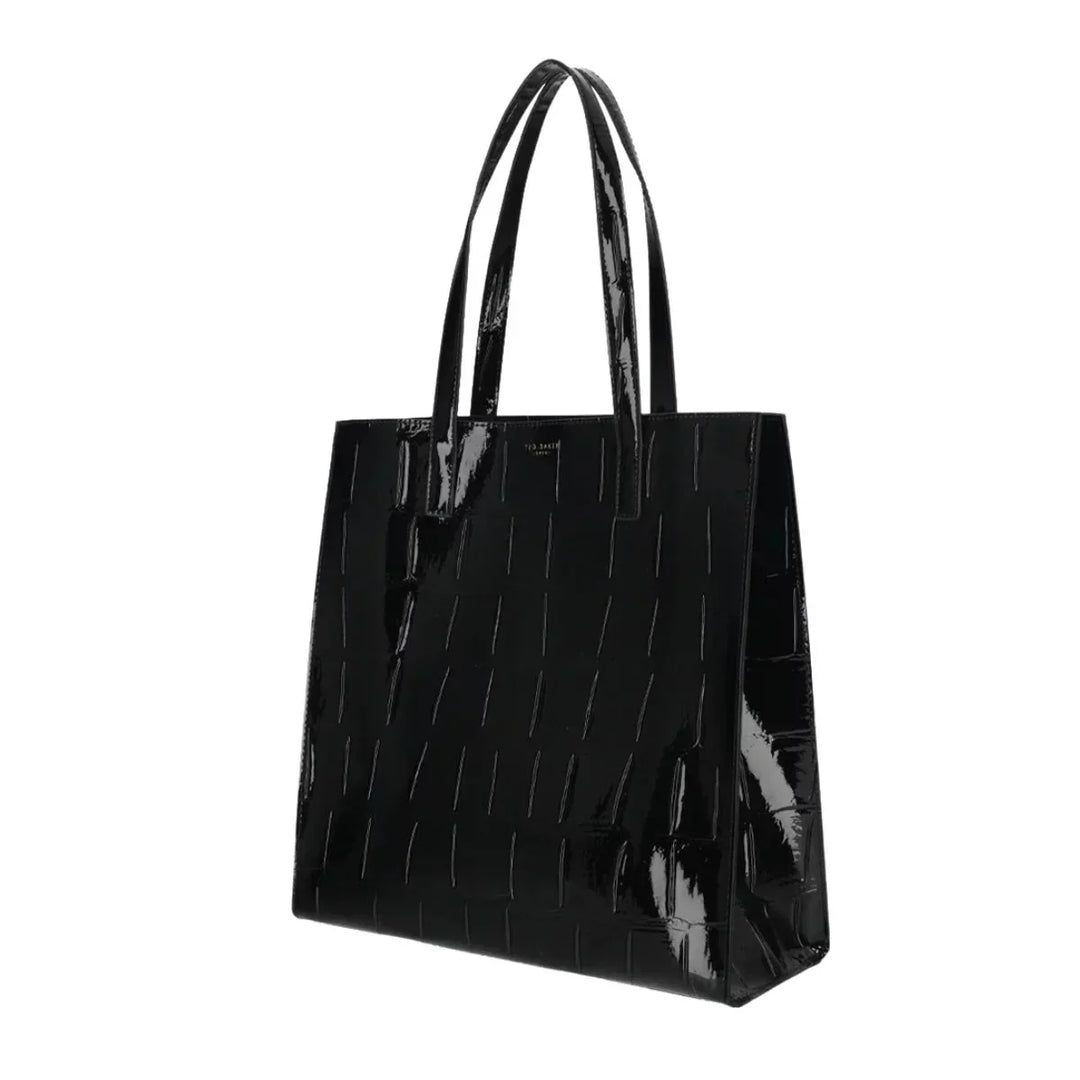 Voorzijde van de Ted Baker Crinkon shopper in zwart-croco #kleur_zwart-croco