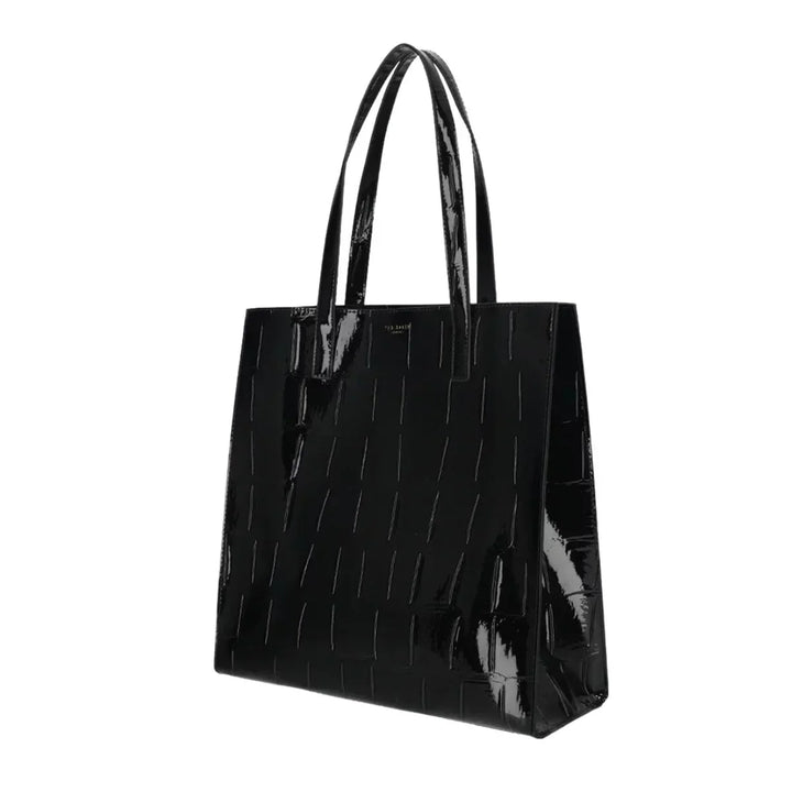 Voorzijde van de Ted Baker Crinkon shopper in zwart-croco #kleur_zwart-croco