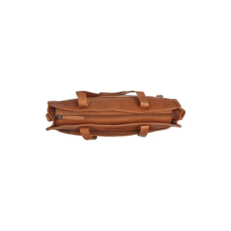 Bovenkant van The Chesterfield Adana laptoptas 16 inch in cognac #kleur_cognac