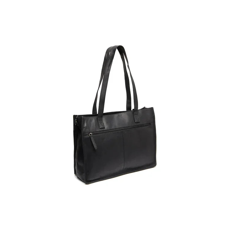 Achterkant van The Chesterfield Adana laptoptas 16 inch in zwart #kleur_zwart