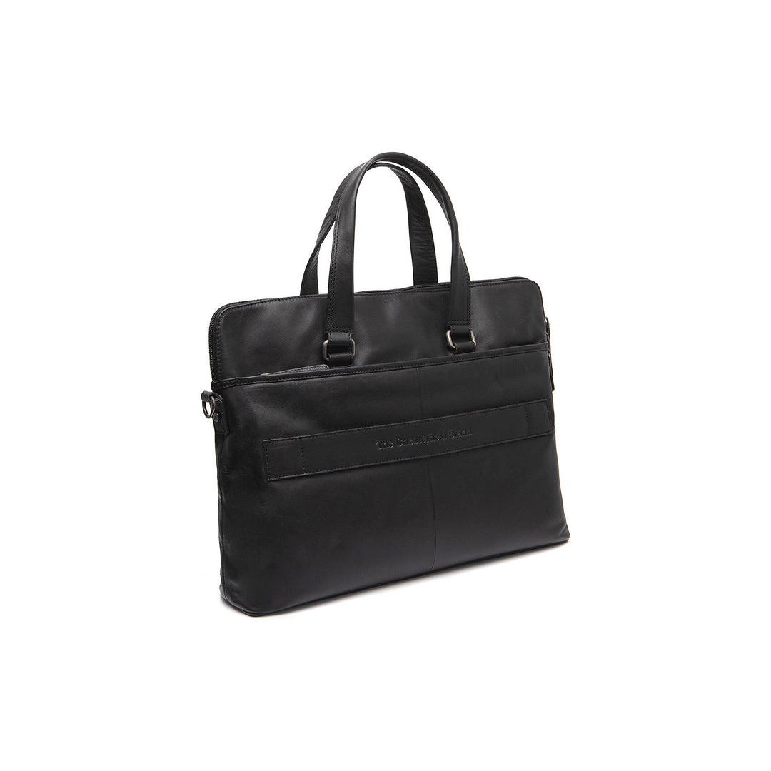 Achterkant van the Chesterfield Elvas laptoptas in zwart #kleur_zwart