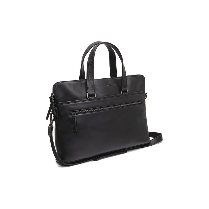 Voorkant van the Chesterfield Elvas laptoptas in zwart #kleur_zwart