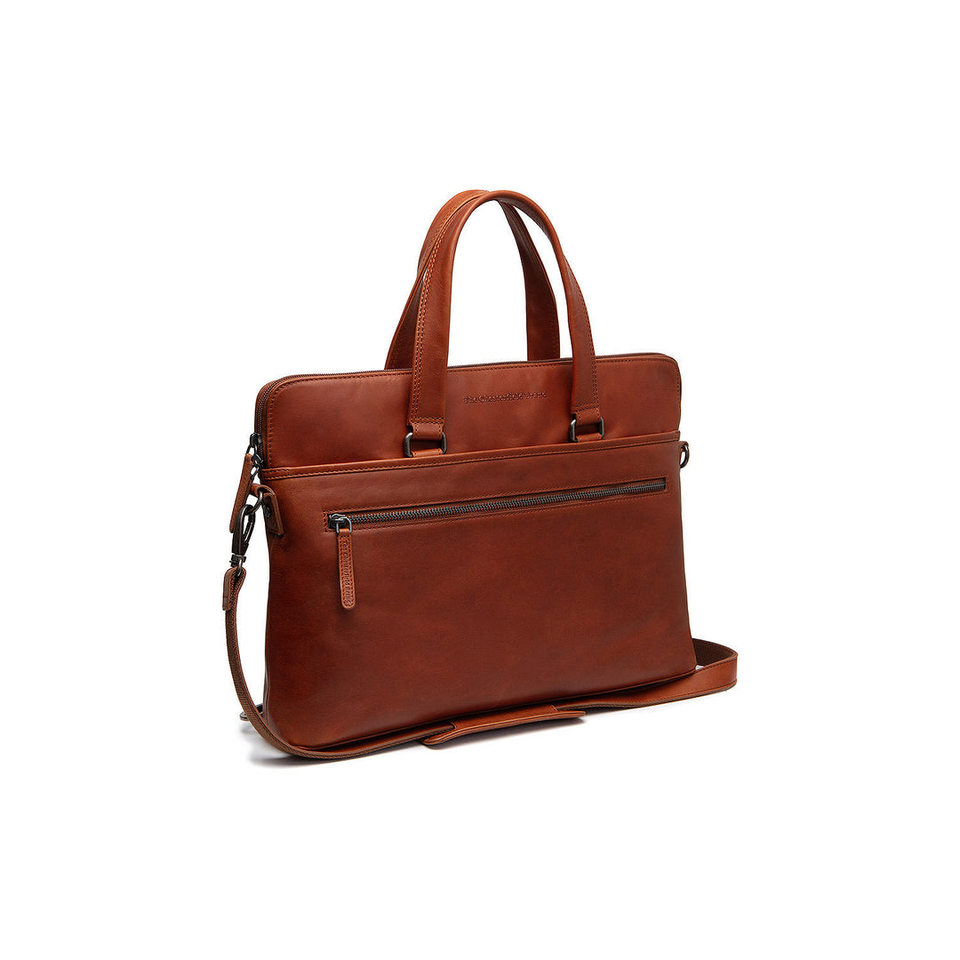 Voorkant van the Chesterfield Elvas laptoptas in cognac #kleur_cognac