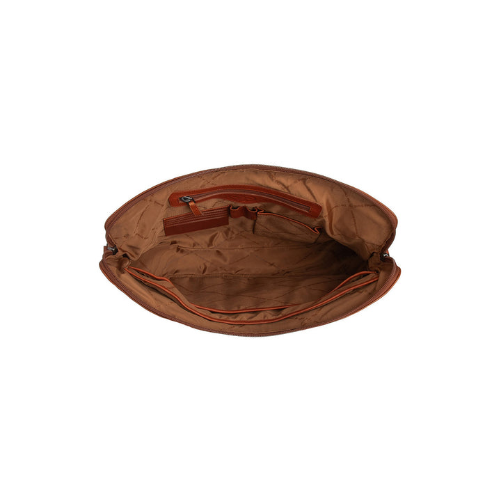 Binnenkant van the Chesterfield Elvas laptoptas in cognac #kleur_cognac
