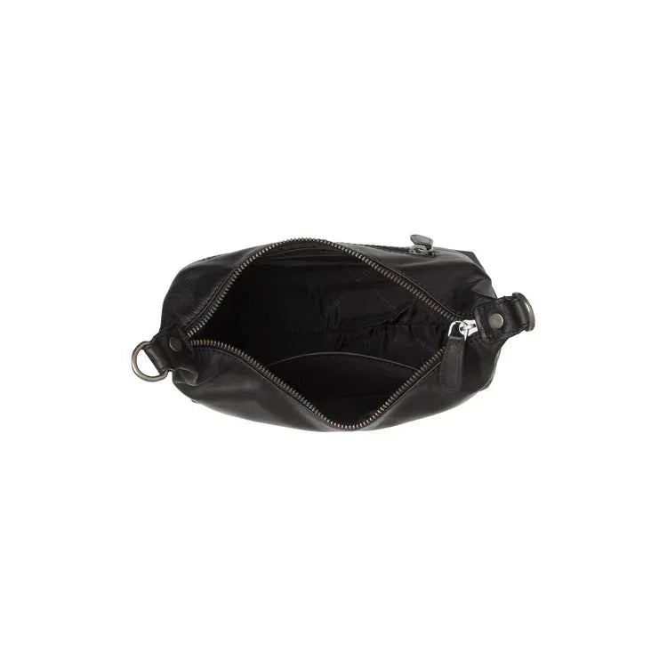 Binnenkant van The Chesterfield Christie leren schoudertas in het zwart #kleur_zwart