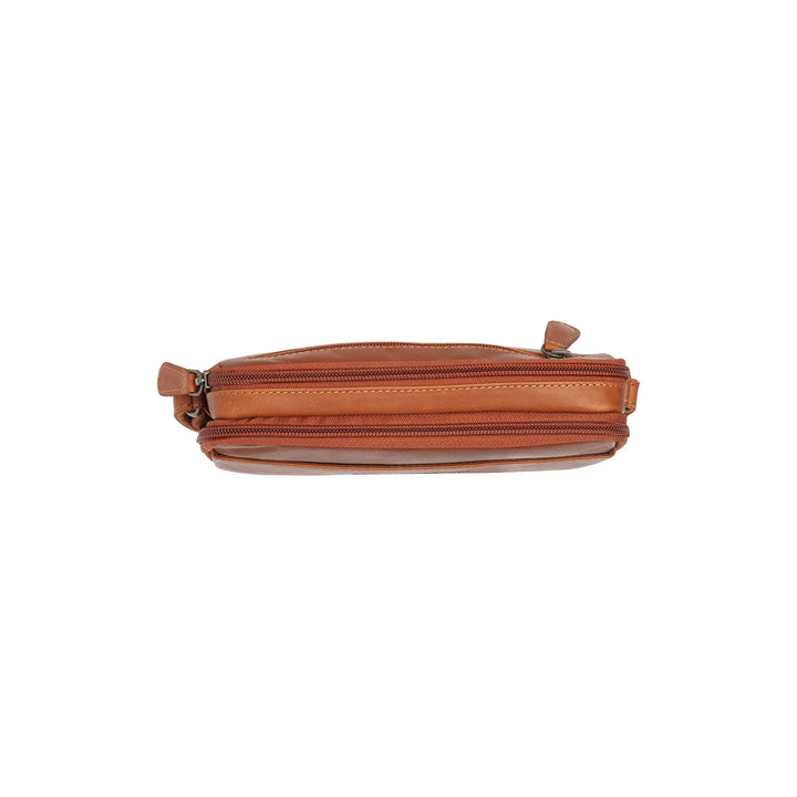 Bovenkant van the Chesterfield leren schoudertas cognac #kleur_cognac