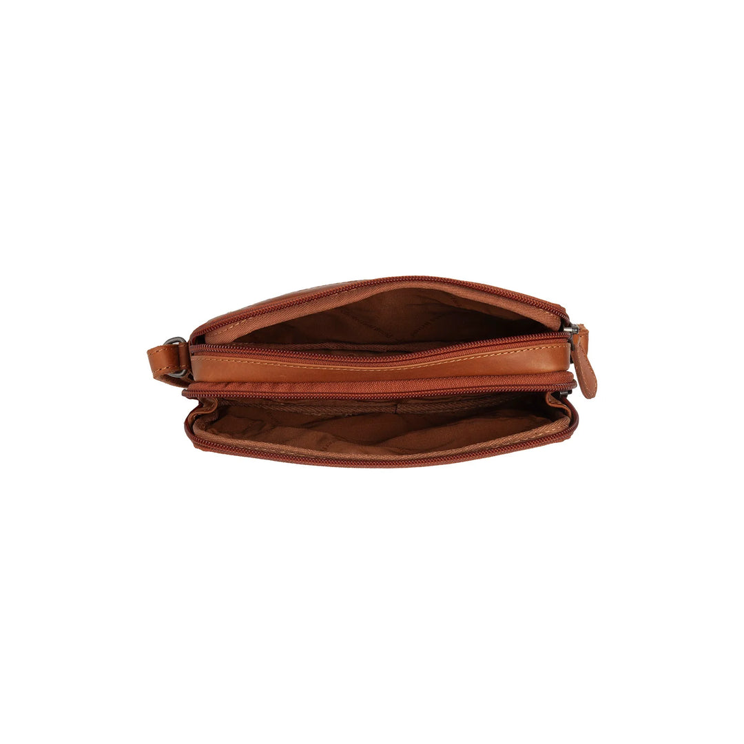 Binnenkant van the Chesterfield leren schoudertas cognac #kleur_cognac