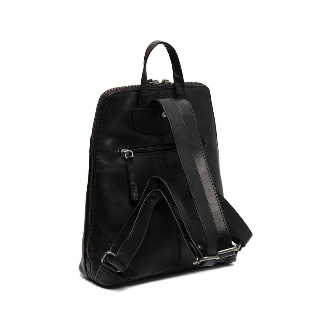 Achterkant van The Chesterfield Linford leren rugzak zwart #kleur_zwart