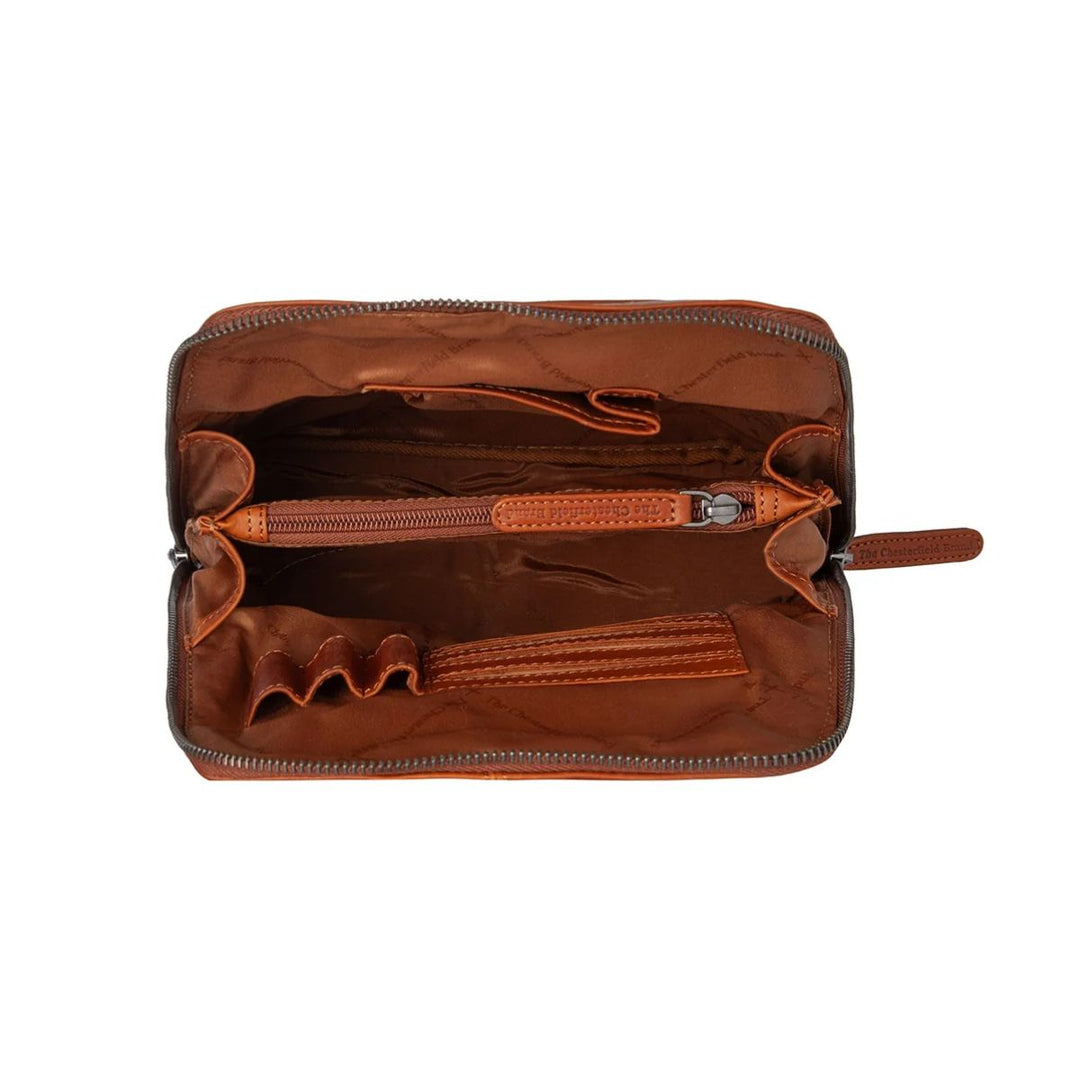 Binnenkant van The Chesterfield Linford leren rugzak cognac #kleur_cognac
