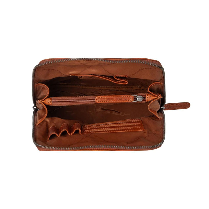 Binnenkant van The Chesterfield Linford leren rugzak cognac #kleur_cognac