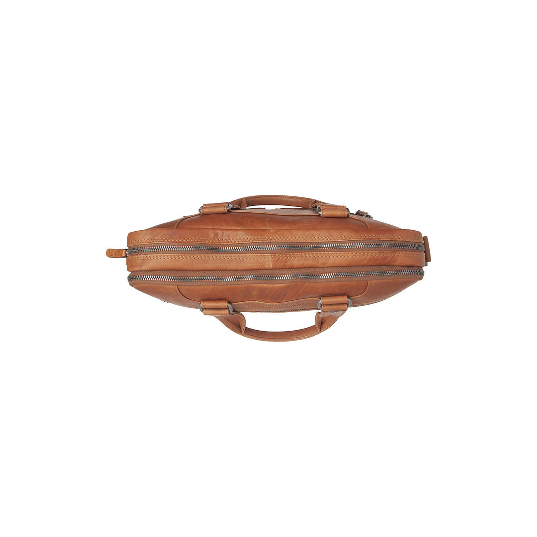 Bovenkant van The Chesterfield Montara Leren werktas cognac #kleur_cognac