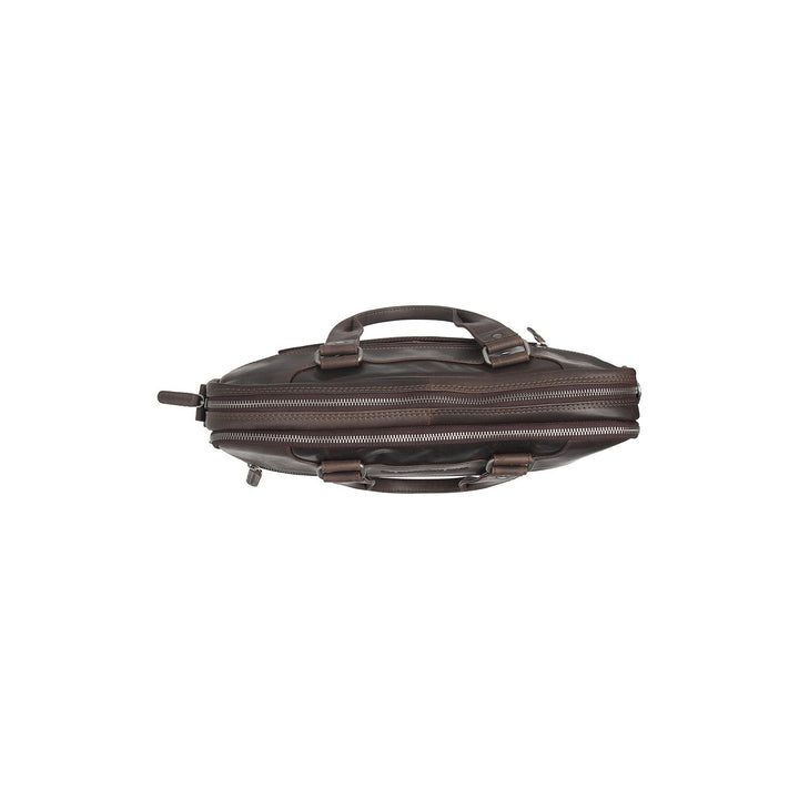 Bovenkant van The Chesterfield Montara Leren werktas donkerbruin #kleur_donkerbruin