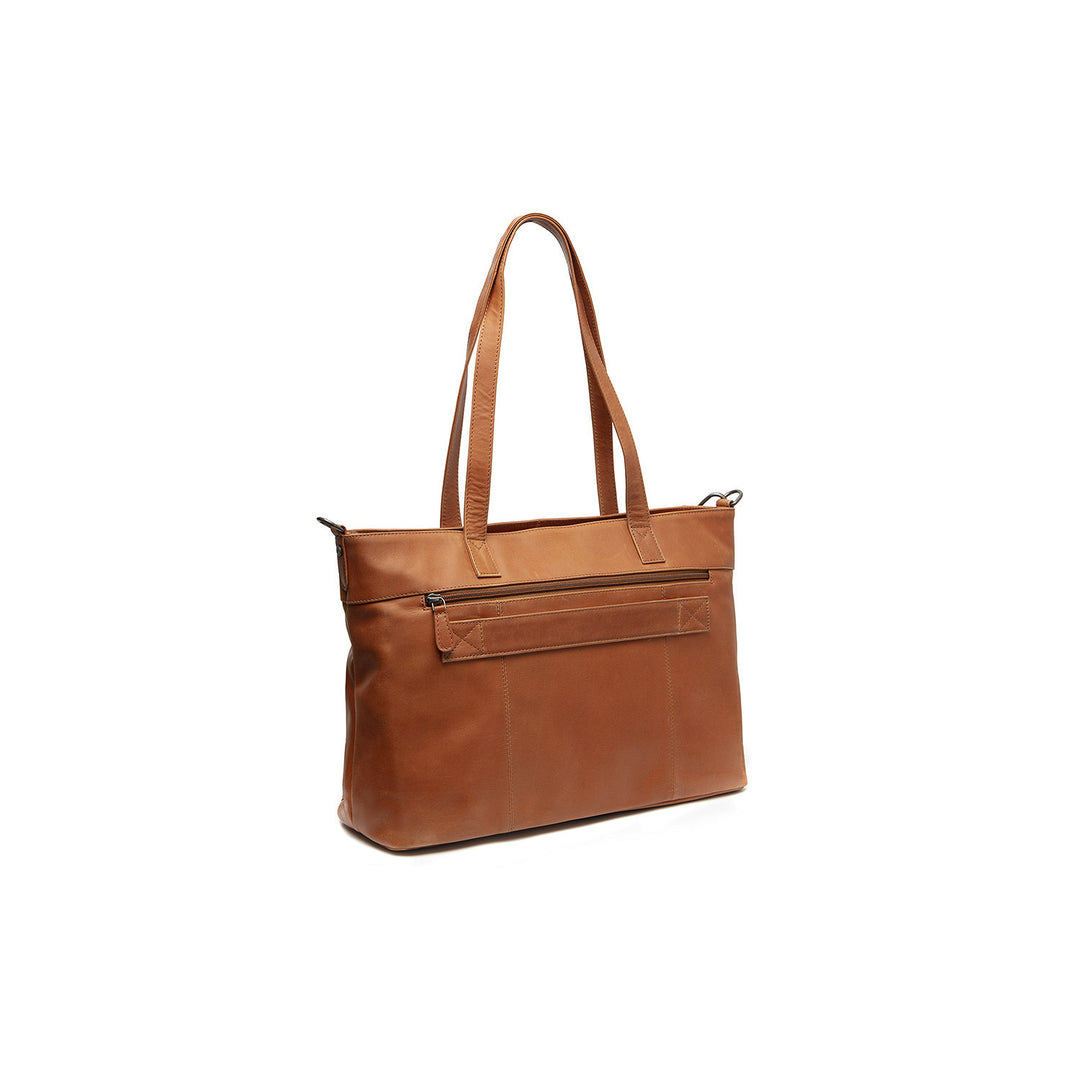 Achterkant van The Chesterfield Osira leren shopper cognac #kleur_cognac