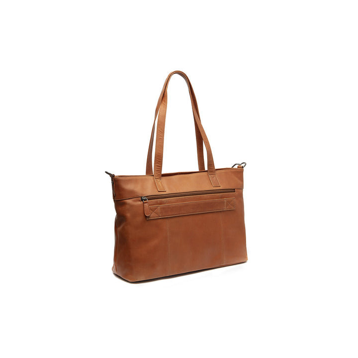 Achterkant van The Chesterfield Osira leren shopper cognac #kleur_cognac