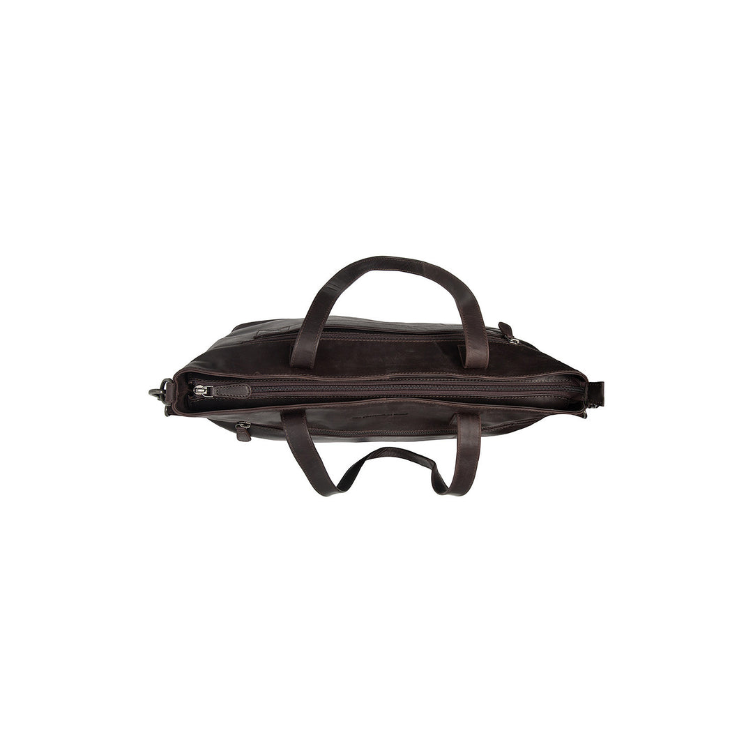 Bovenkant van The Chesterfield Osira leren shopper donkerbruin #kleur_donkerbruin