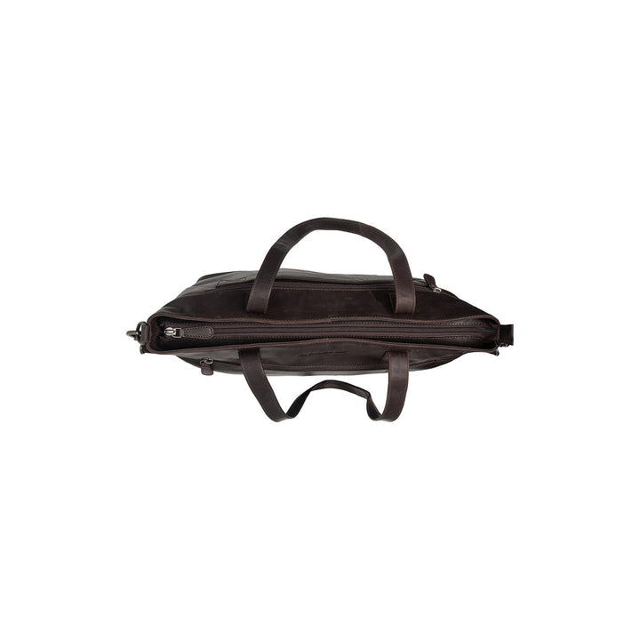 Bovenkant van The Chesterfield Osira leren shopper donkerbruin #kleur_donkerbruin