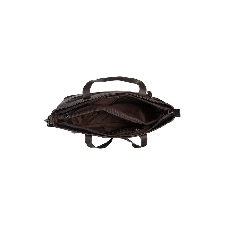 Binnenkant van The Chesterfield Osira leren shopper donkerbruin #kleur_donkerbruin