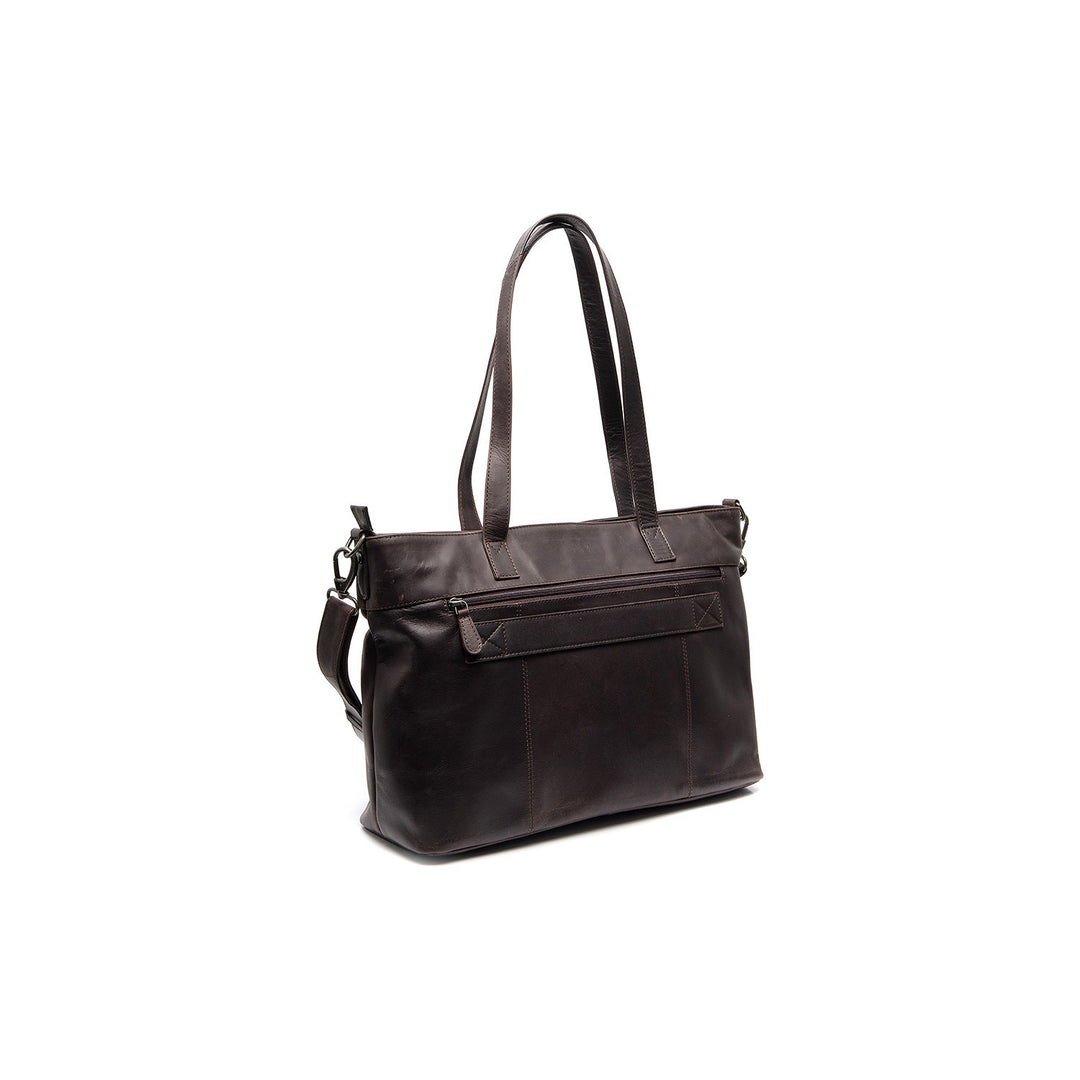 Achterkant van The Chesterfield Osira leren shopper donkerbruin #kleur_donkerbruin