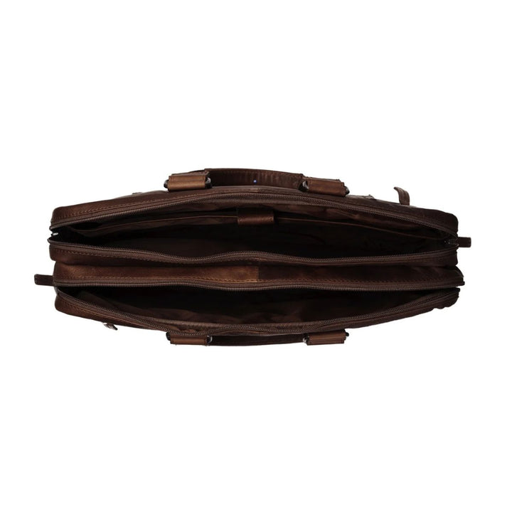 Binnenkant van The Chesterfield Seth werktas donkerbruin #kleur_donkerbruin