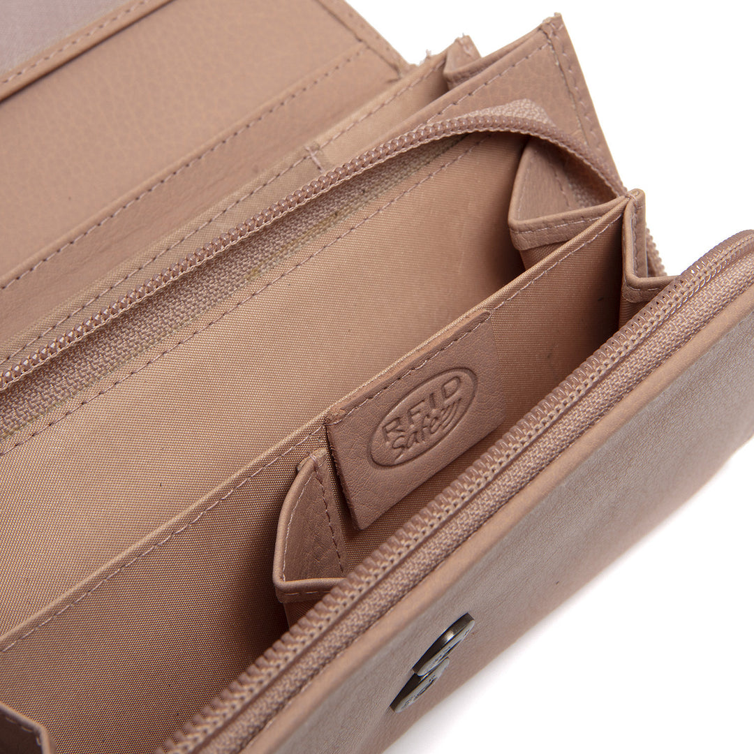 Binnenkant van The Chesterfield Valetta dames portemonnee taupe #kleur_taupe