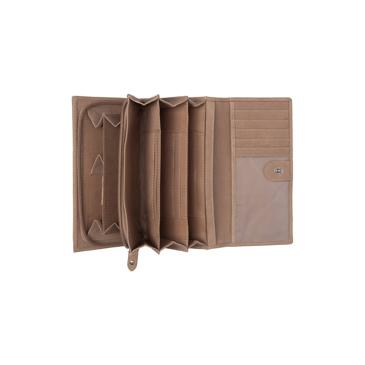 Binnenkant van The Chesterfield Valetta dames portemonnee taupe #kleur_taupe