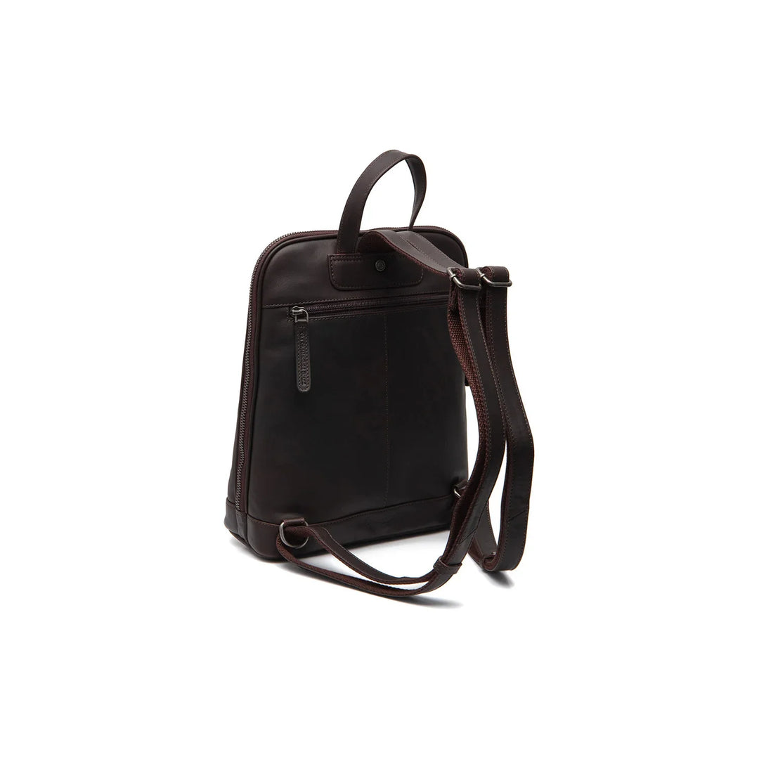 Achterkant van The Chesterfield Floran leren rugzak in donkerbruin #kleur_donkerbruin