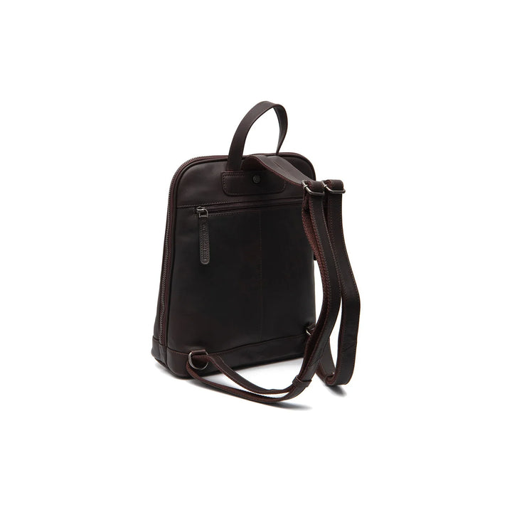 Achterkant van The Chesterfield Floran leren rugzak in donkerbruin #kleur_donkerbruin