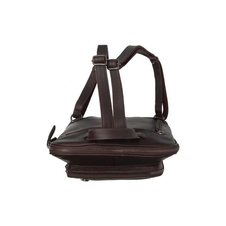 Bovenkant van The Chesterfield Floran leren rugzak in donkerbruin #kleur_donkerbruin