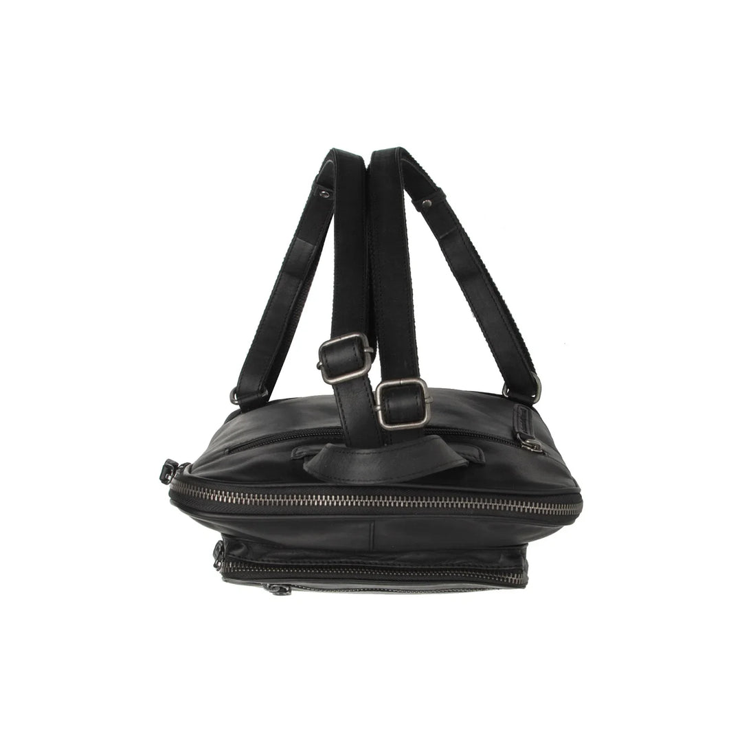 Bovenkant van The Chesterfield Floran leren rugzak in zwart #kleur_zwart