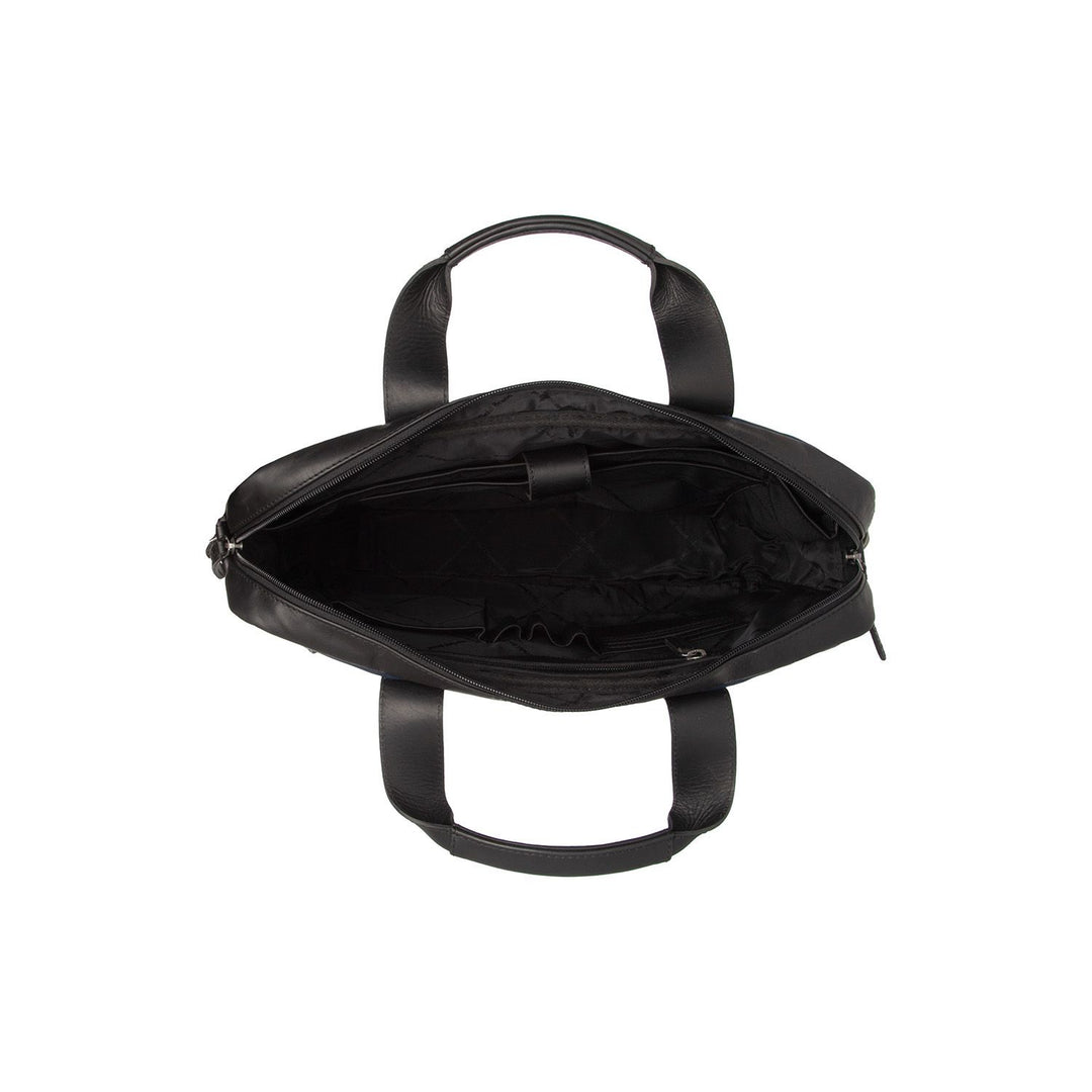 Binnenkant van de Chesterfield Narvik laptop werktas zwar #kleur_zwart