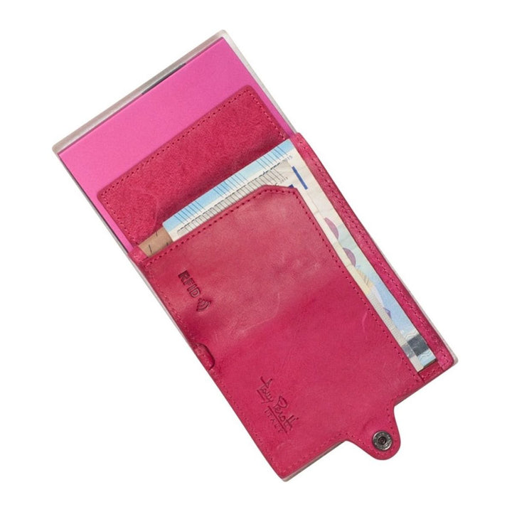 Binnenkant in gebruik van de Tony Perotti 4000 pasjeshouder roze #kleur_roze