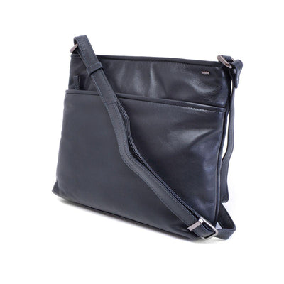 Voorzijde  Berba - 005 440 - Leren Schoudertas #kleur_navy