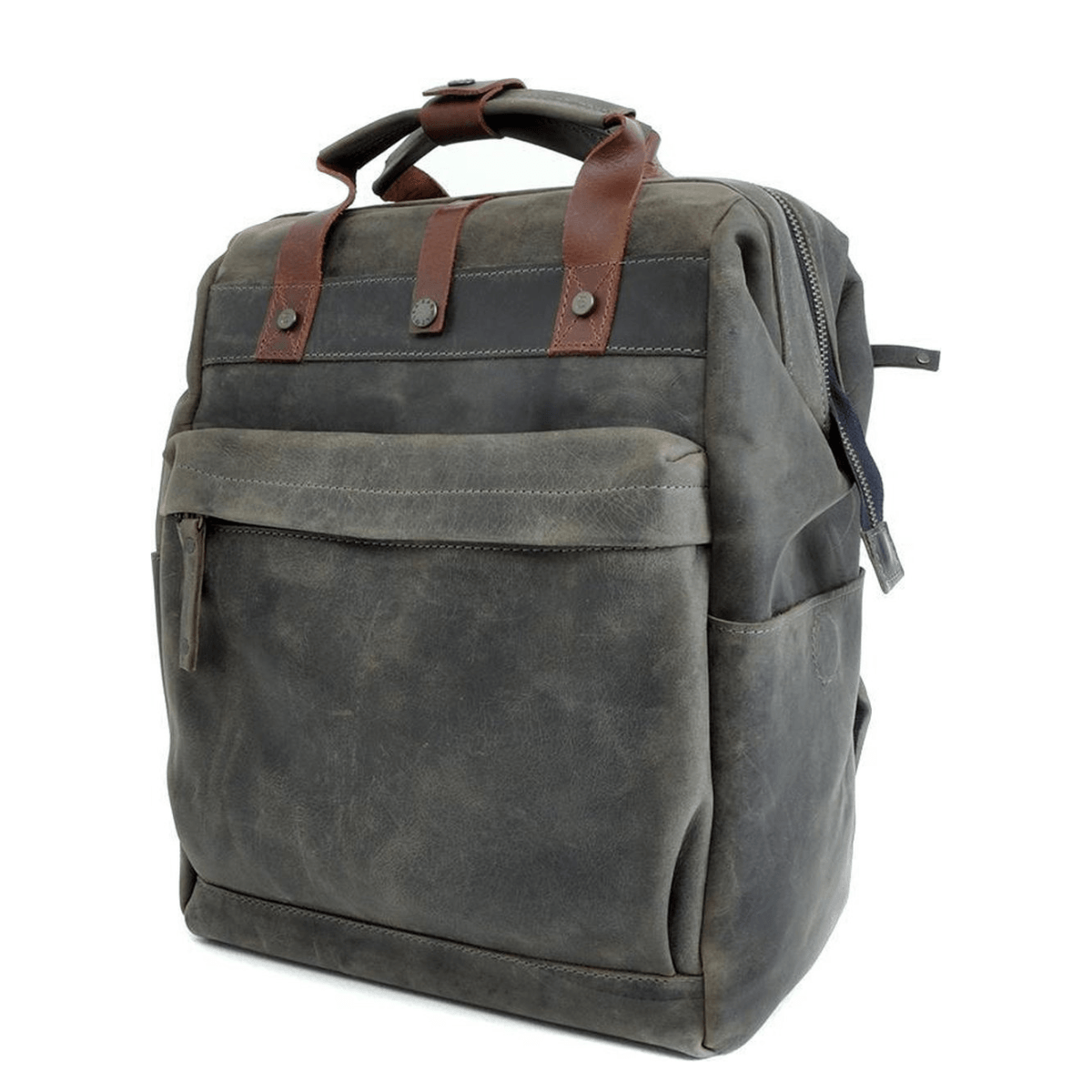 Zijkant Berba leren laptop rugzak donkergroen #kleur_donker-groen