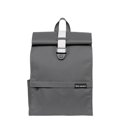 Voorkant Bold Banana Roll top laptop rugzak grijs #kleur_grijs