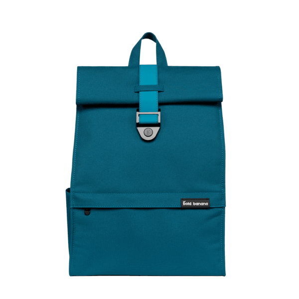 Voorkant Bold Banana Roll top laptop rugzak petrol #kleur_petrol