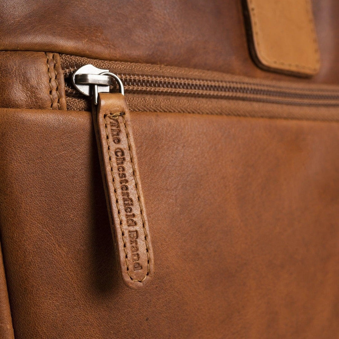 Chesterfield - Details van het leer #kleur_cognac 