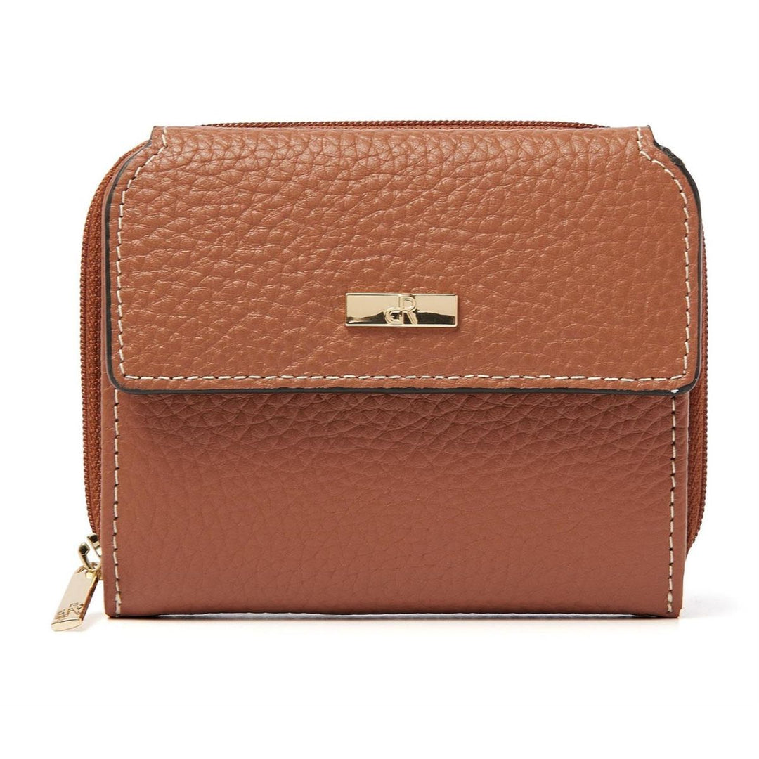 Voorkant van de dR Amsterdam 110179 compacte dames portemonnee cognac #kleur_cognac