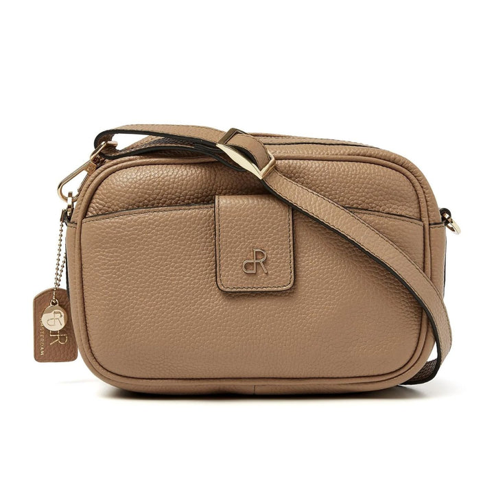 Voorkant van de dR Amsterdam 1103744 leren crossbody tas bruin #kleur_bruin